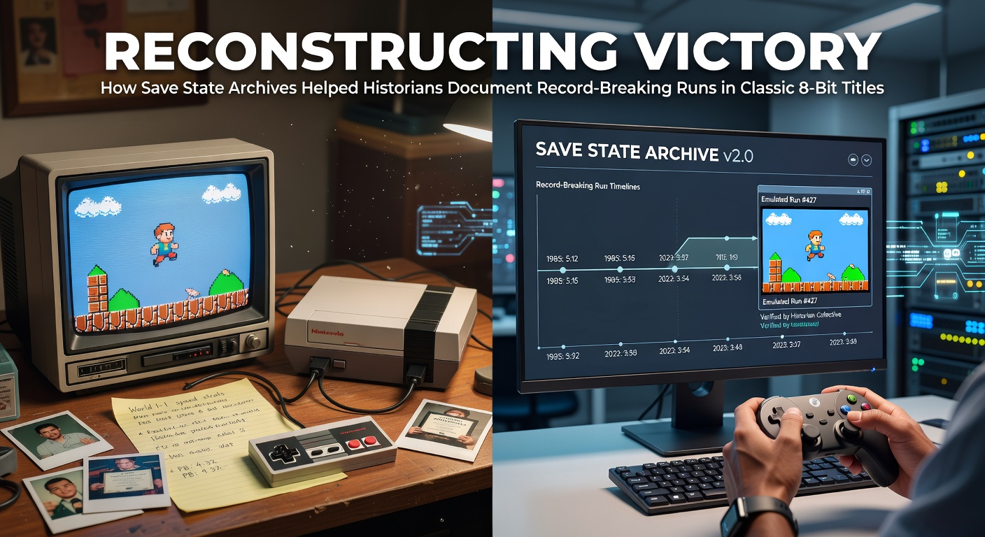 Archivists examining save state files from 8-bit console emulations on multiple monitors in a preservation lab