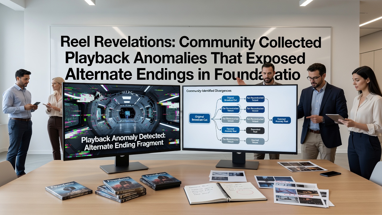 Close-up of tape reels and loading screens highlighting anomalies that uncovered alternate game endings