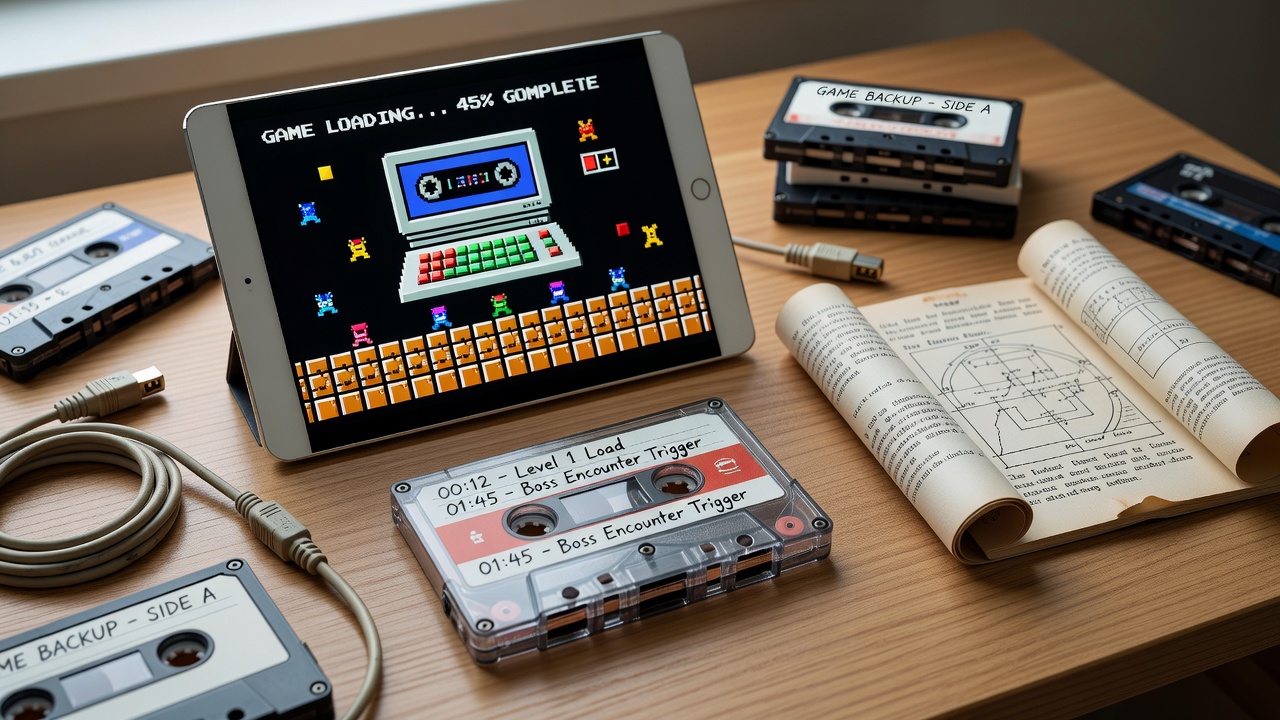 Close-up of annotated cassette label showing timing marks and level references